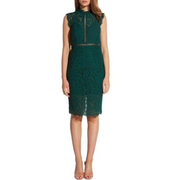 Bardot Lace Sheath Cocktail Dress Green Women's Size Small - Picture 3 of 10